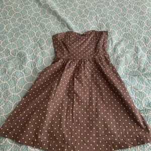 Retro Strapless Brown and Pink Dress